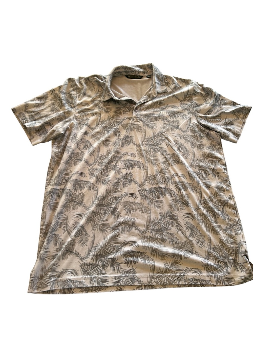 Travis Mathew Palm print polo cream green